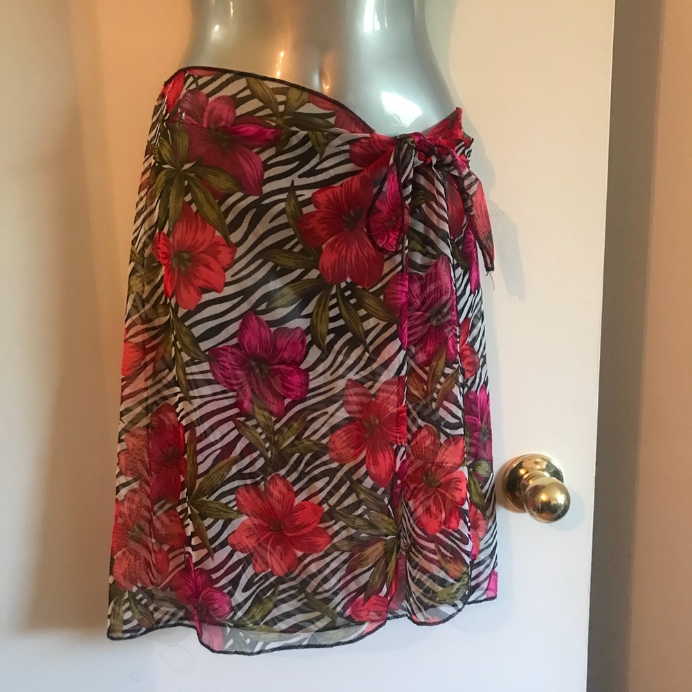 VTG St. John’s Bay Tropical Zebra Print Swim Cover Up Sarong Dress One Size - Picture 7 of 12